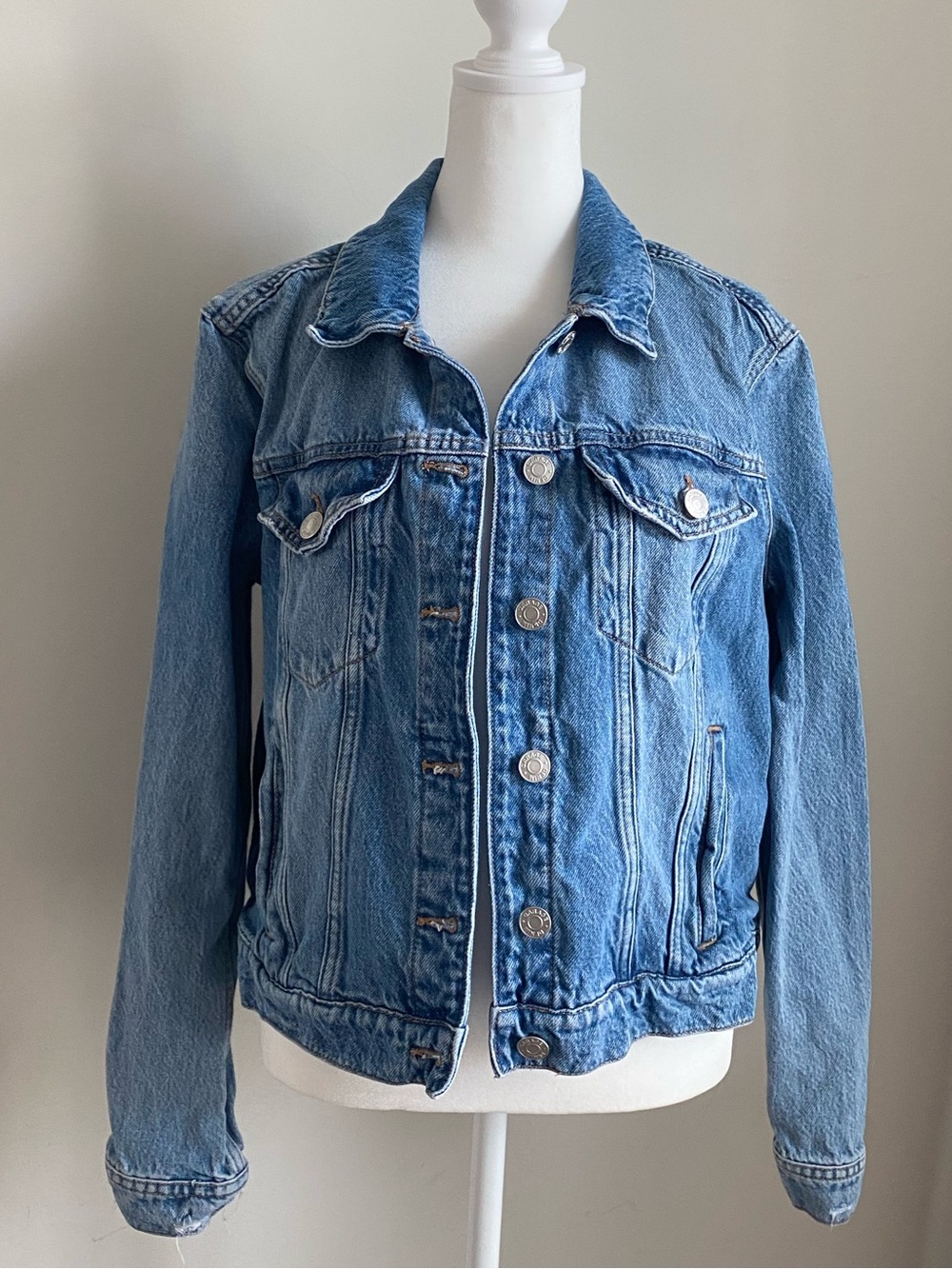 Garage Classic Blue Denim Jacket Bikercore Fall Trucker Sz L